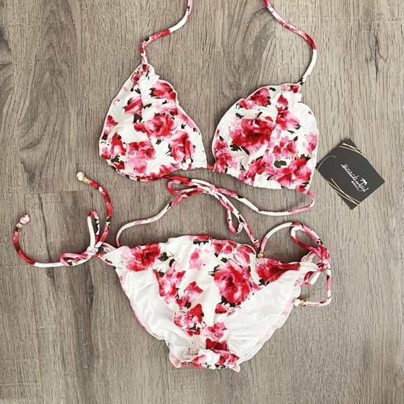 beach joy Other - NWT Two Piece Floral Scrunch Bottom Tie Bikini Set